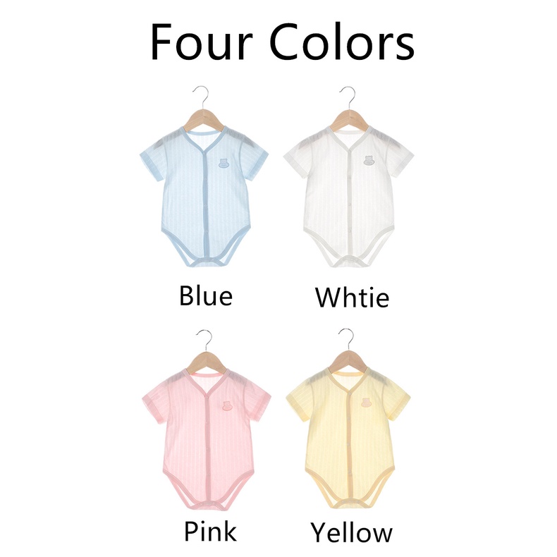 Bộ Áo Liền Quần Vải Cotton Mỏng Tay Ngắn Thời Trang Mùa Hè Cho Bé Sơ Sinh