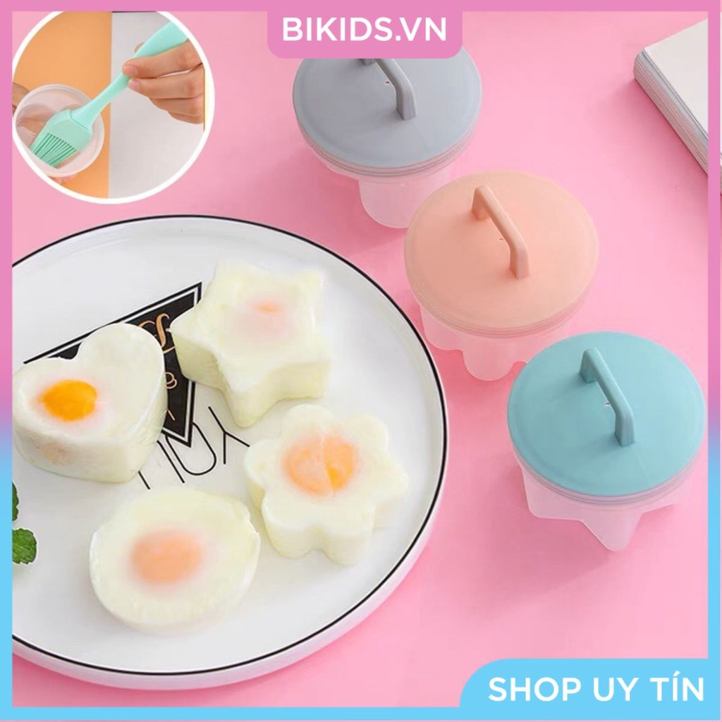 Khuôn hấp trứng , làm bánh cho bé ( bộ 4 khuôn tặng kèm chổi silicon quét dầu )