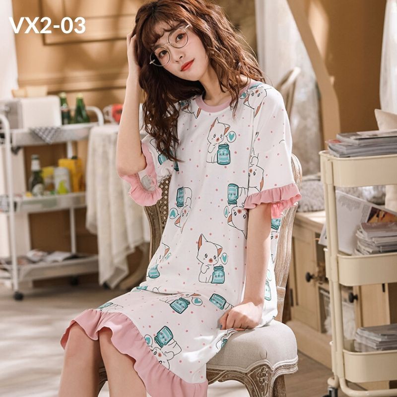 [ẢNH THẬT] VÁY NGỦ COTTON HÀNG QUẢNG CHÂU CÓ SẴN