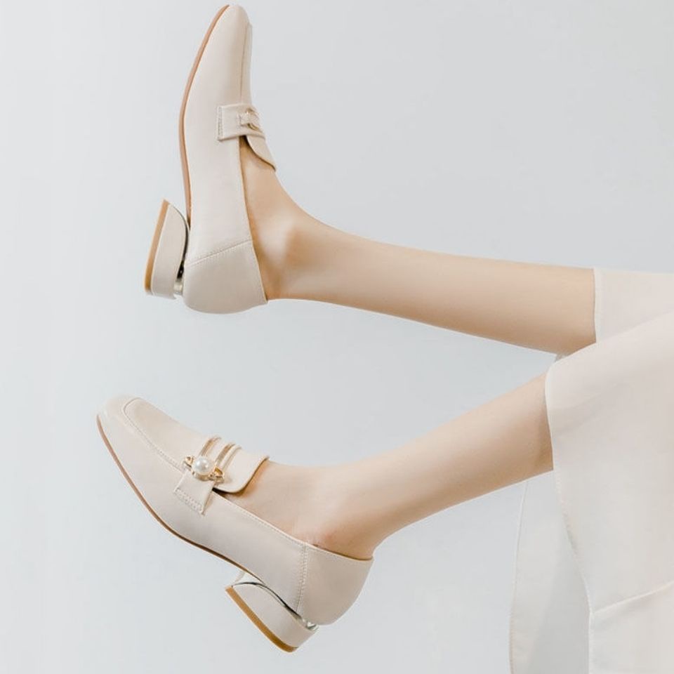 Giày Da Gót Dày Mũi Vuông Thời Trang Mùa Thu 2022 Cho Nữ