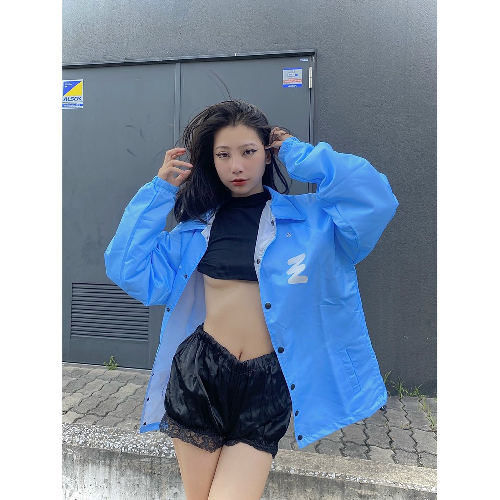 ÁO KHOÁC BIỂU TƯỢNG XANH TRẮNG - BLACK MONKEY LOGO SYMBOLIZED COACH JACKET