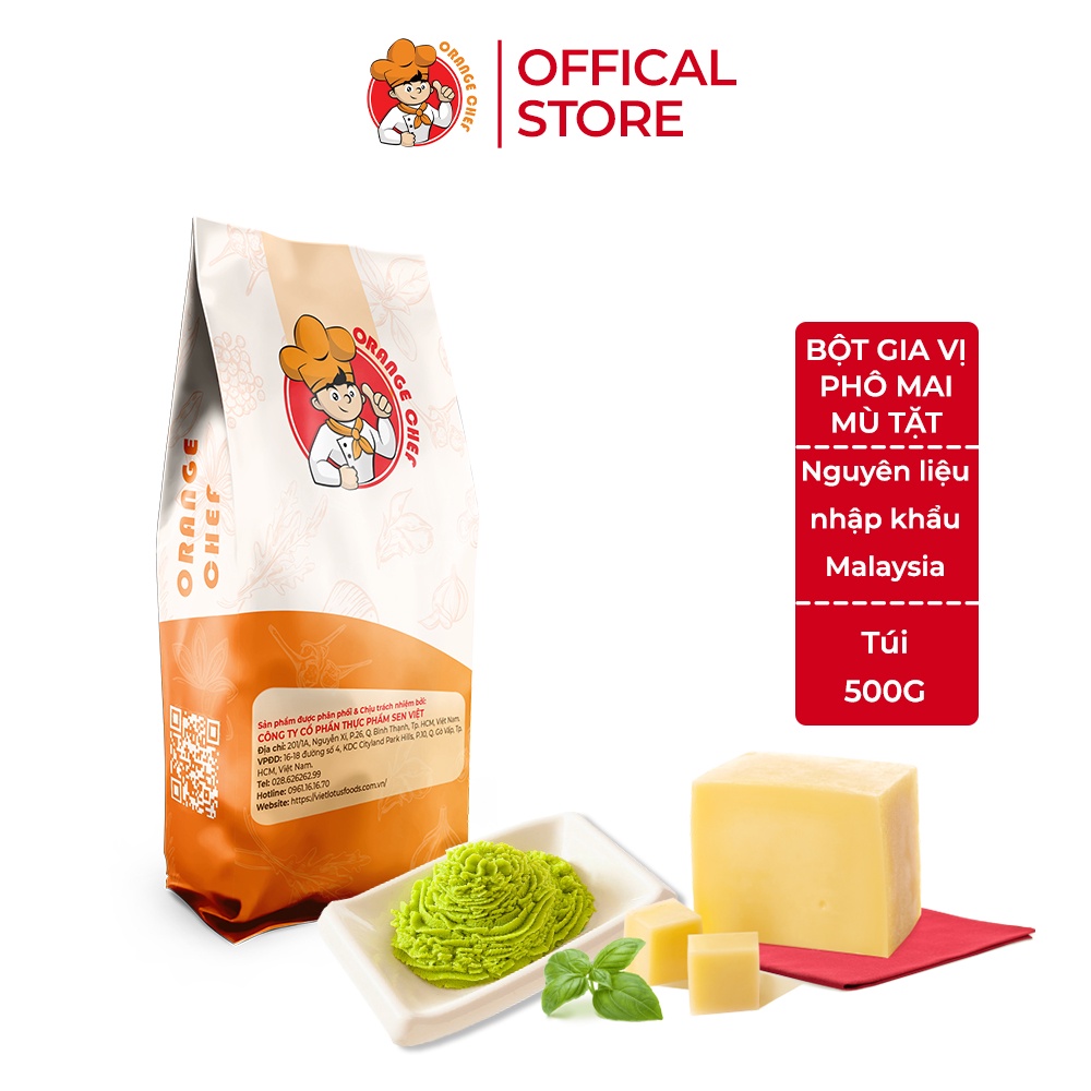 Bột Gia Vị Phô Mai Mù Tạt Wasabi Cheese Seasoning - Orange Chef 500g Túi