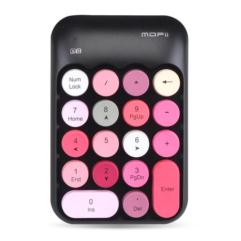 Bàn Phím Số Không Dây Mini 2.4G 18 Phím Hình Tròn Phong Cách Retro