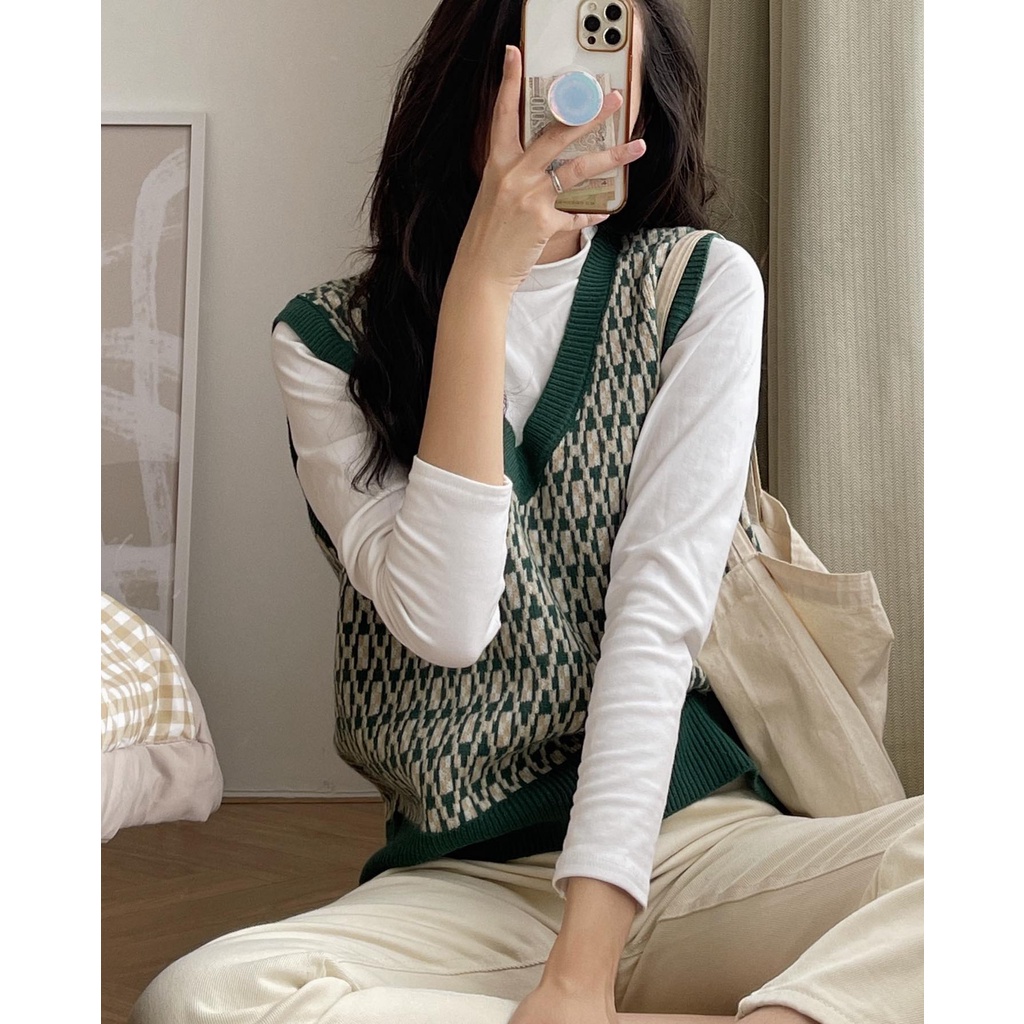 (Ảnh thật) Gile len họa tiết Audrey 999