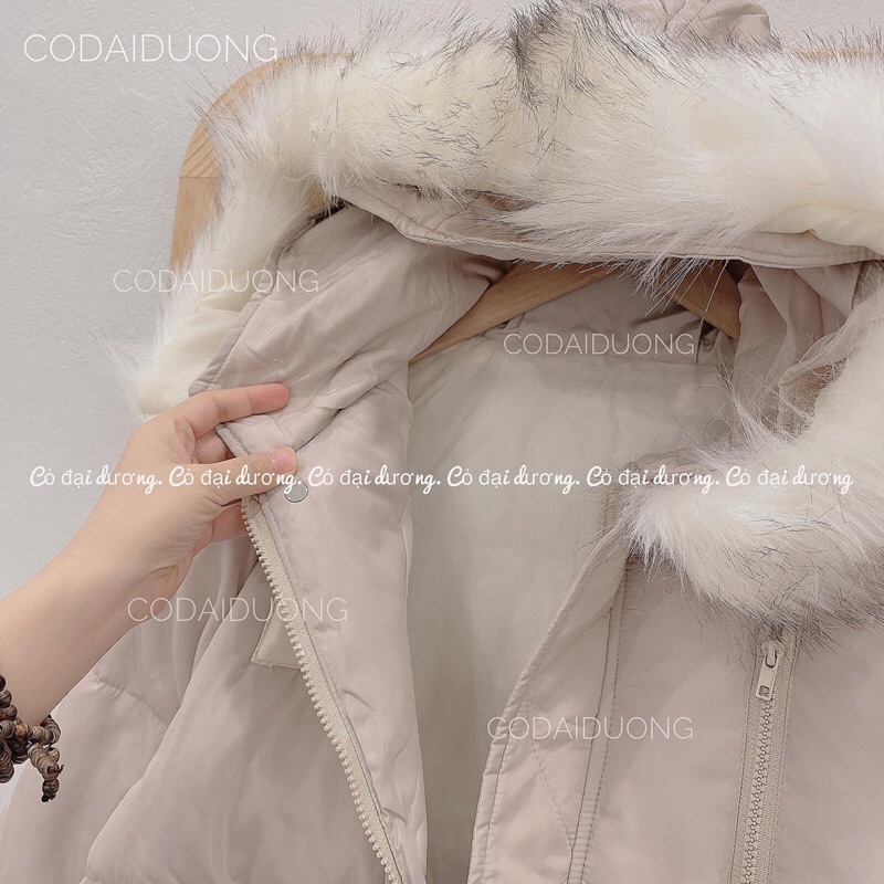 áo phao lông trắng túi cúc chéo dáng ngắn | BigBuy360 - bigbuy360.vn