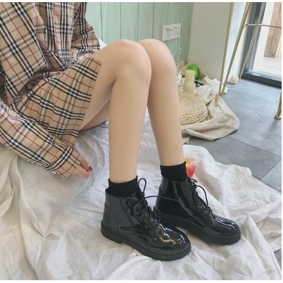 (Hàng sẵn) Giày ulzzang da bóng cổ cao buộc dây( Ảnh thật cuối) | BigBuy360 - bigbuy360.vn