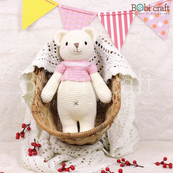 Thú bông len Bobicraft - Gấu Lizzie mũm mĩm - Đồ chơi an toàn Quà tặng bé