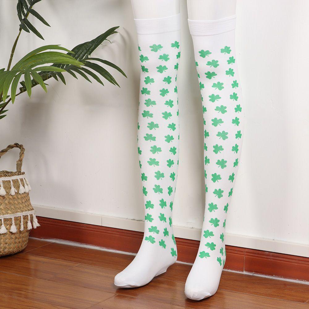 Vớ Dài Qua Gối Họa Tiết Cỏ May Mắn Dùng Hóa Trang Tiệc Tùng