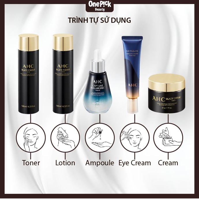 Set mỹ phẩm dưỡng da AHC BLACK CAVIAR SPECIAL chiết xuất trứng cá muối tăng độ đàn hồi dưỡng trắng cải thiện nếp nhăn