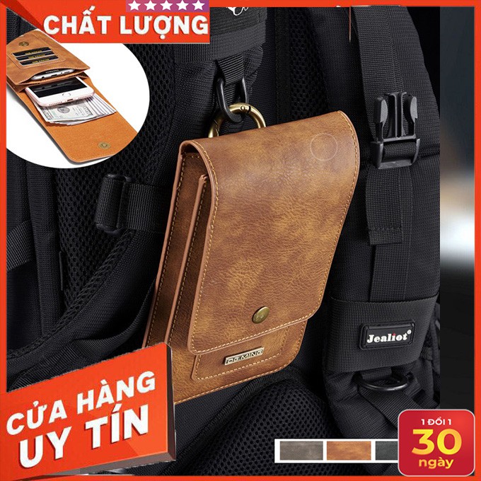 Túi da đựng điện thoại đeo hông kích thước 6.5 inch - Hỗ trợ đựng thẻ tiền và điện thoại