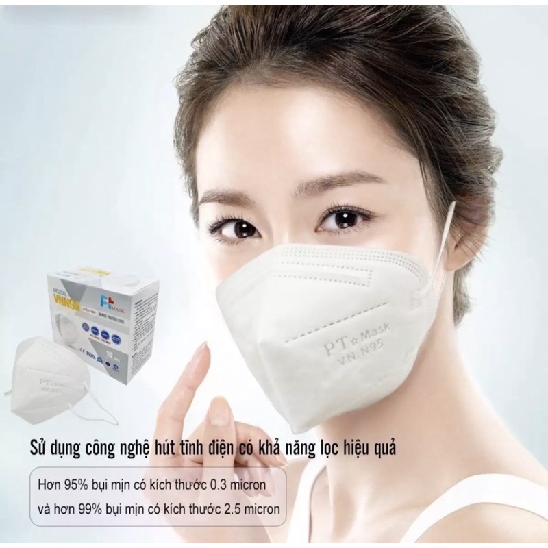 Khẩu trang N95 5 lớp không van (hộp 10 cái)
