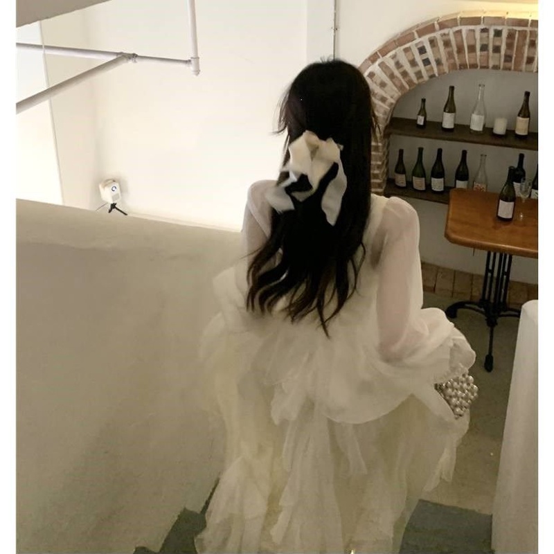 Đầm Chiffon Cổ Vuông Tay Dài Phong Cách Pháp Thời Trang Mùa Hè 2022 Mới Cho Nữ