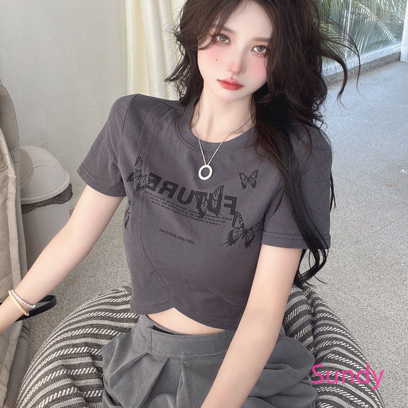 Áo Thun Tay Ngắn Cổ Tròn In Họa Tiết Thời Trang Mùa Hè Cho Nữ