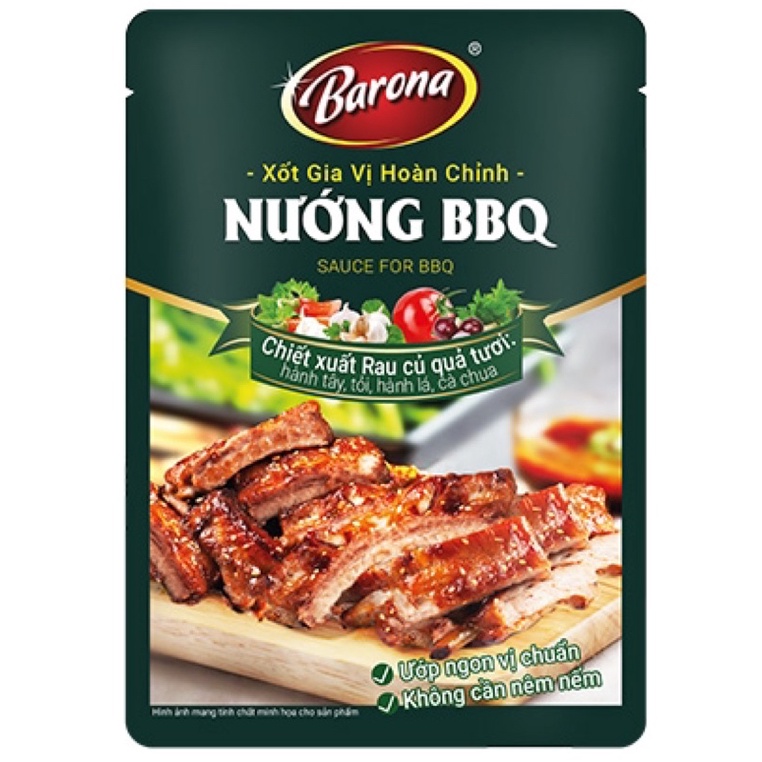 XỐT GIA VỊ HOÀN CHỈNH NƯỚNG BBQ BARONA GÓI 80G/ SỐT NƯỚNG BBQ