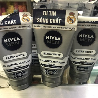 Sữa rửa mặt nivea men bùn khoáng sáng da nivea men 100g