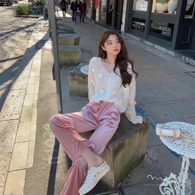 Áo khoác cardigan dệt kim dáng rộng phong cách Hàn Quốc thời trang xuân thu cho nữ