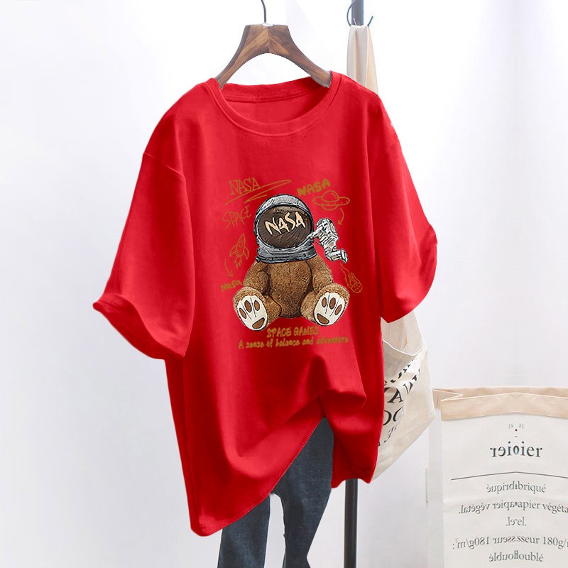 NRVP Áo Thun Tay Ngắn Dáng Rộng In Họa Tiết Thời Trang Mùa Hè Hàn Quốc Mới 2021