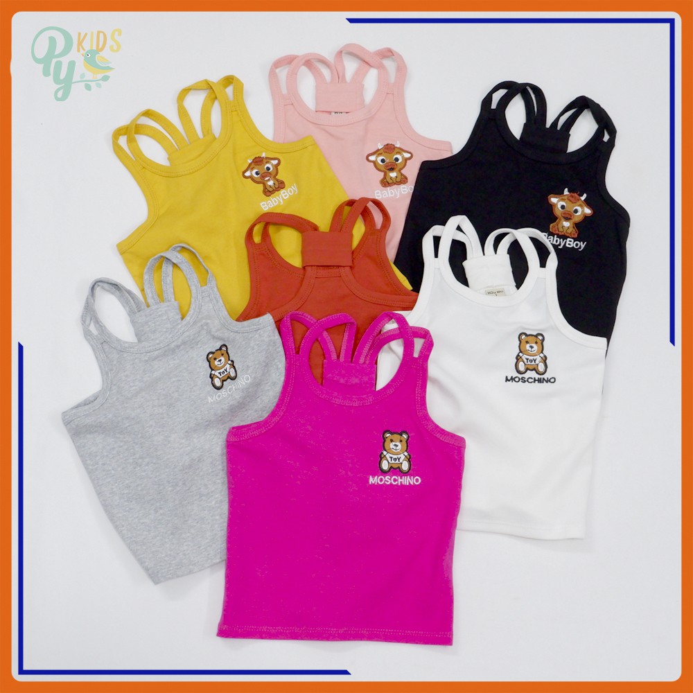 Áo ba lỗ borip / gân thêu góc cho bé gái 7-22 kg