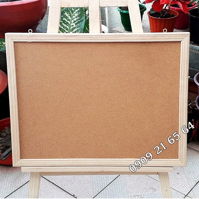 Bảng ghim gỗ bần khung gỗ, dùng ghim tranh ảnh, giấy, tài liệu [ Size 45 x 60cm ]