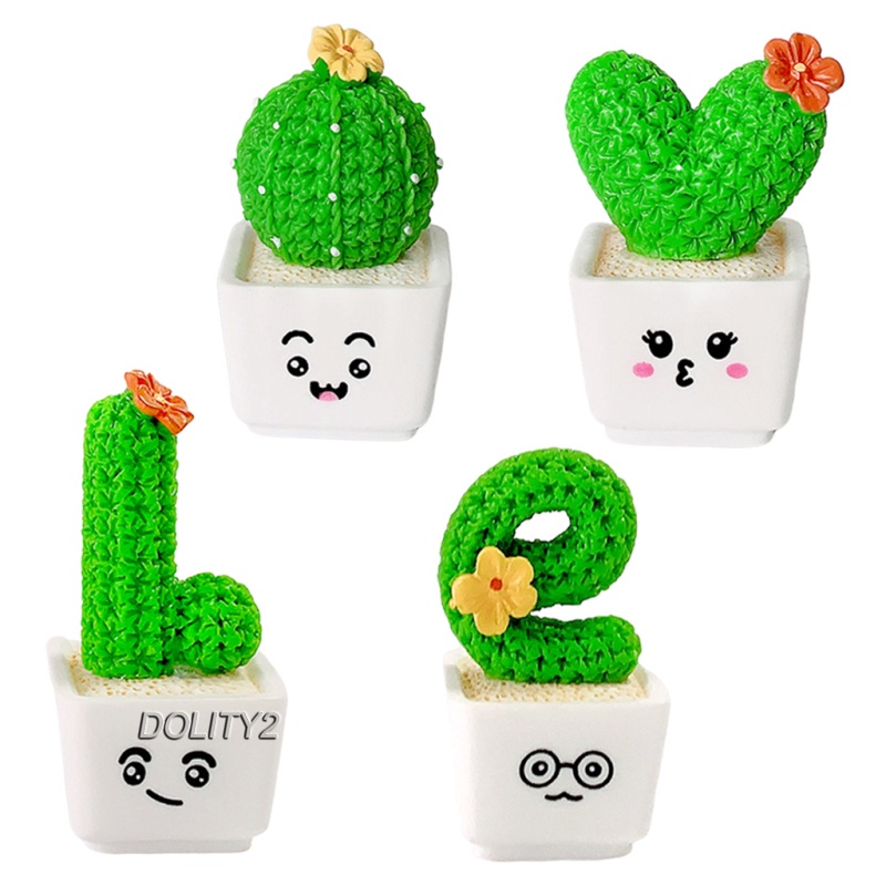 4Pieces Cactus Plants in White Pot Faux Succulents Desktop Decor Toy