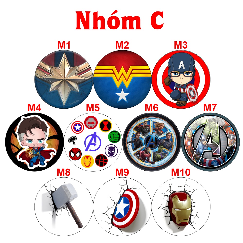 Miếng lót chuột phim anh hùng Marvel kích cỡ tròn 200 x 200mm dùng di chuột máy tính chơi game chuyên dụng cho Otaku