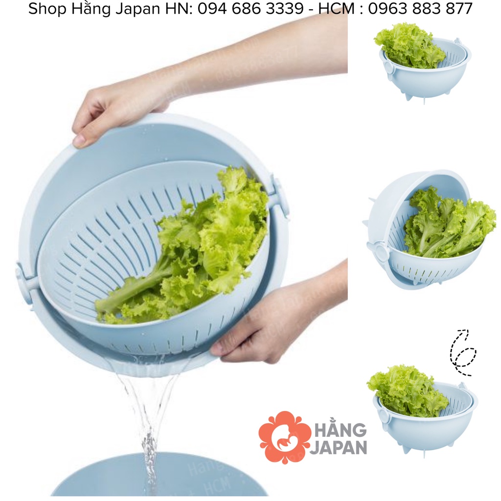 Bộ thau rổ xoay yoko 28 cm inochi dễ dàng sử dụng tiện dụng đa năng rửa rau củ quả