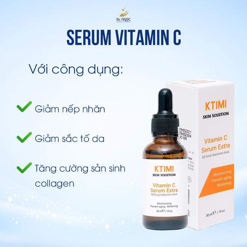 Combo bộ đôi kết hợp giữa serum VTM C KTIMi và viên uống VTM C PURITAN'S Pride giúp giảm thâm sáng da từ trong ra ngoài.