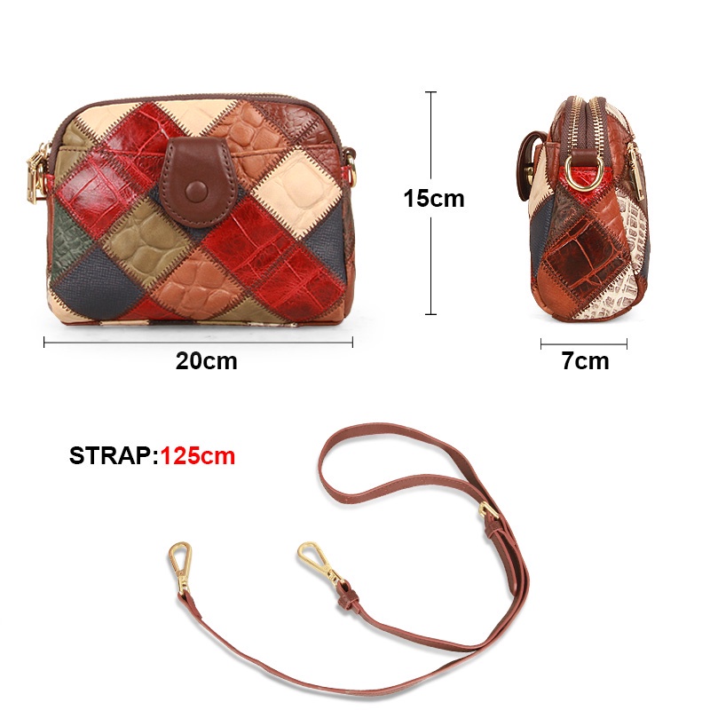 Túi đeo chéo COBBLER LEGEND da thật có khóa kéo thời trang cho nữ