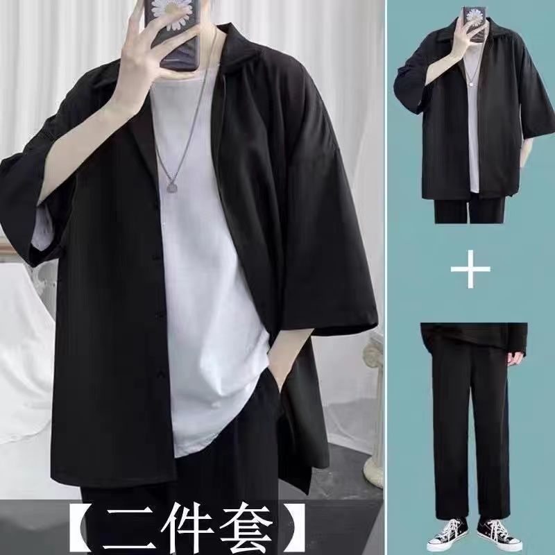 Áo Sơ Mi Ngắn Tay Form Rộng Phong Cách Hàn Quốc Dành Cho Nam