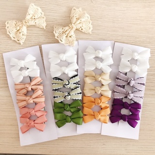 Set 6 kẹp mini siêu dễ thương (kẹp bọc ruy băng)