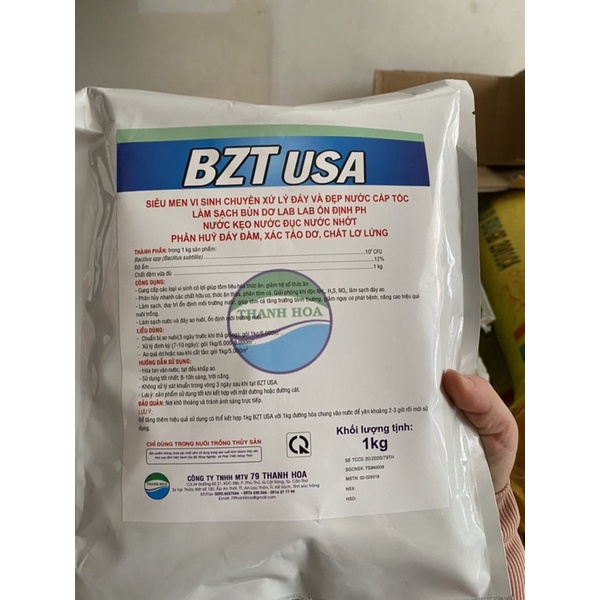 Men vi sinh BZT gói 1kg. dùng cho ao tôm cá. xử lí đáy ao. ổn định PH. loại bỏ các chất cặn bả