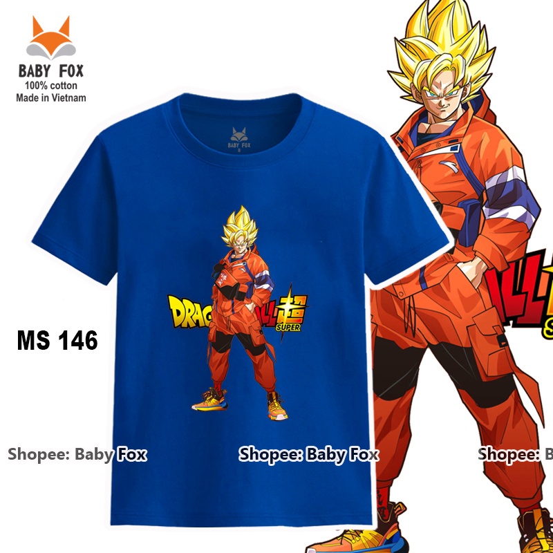 Áo thun bé trai 100% cotton loại tốt, áo phông thương hiệu BABY FOX, hình Dragon Ball, Songoku j