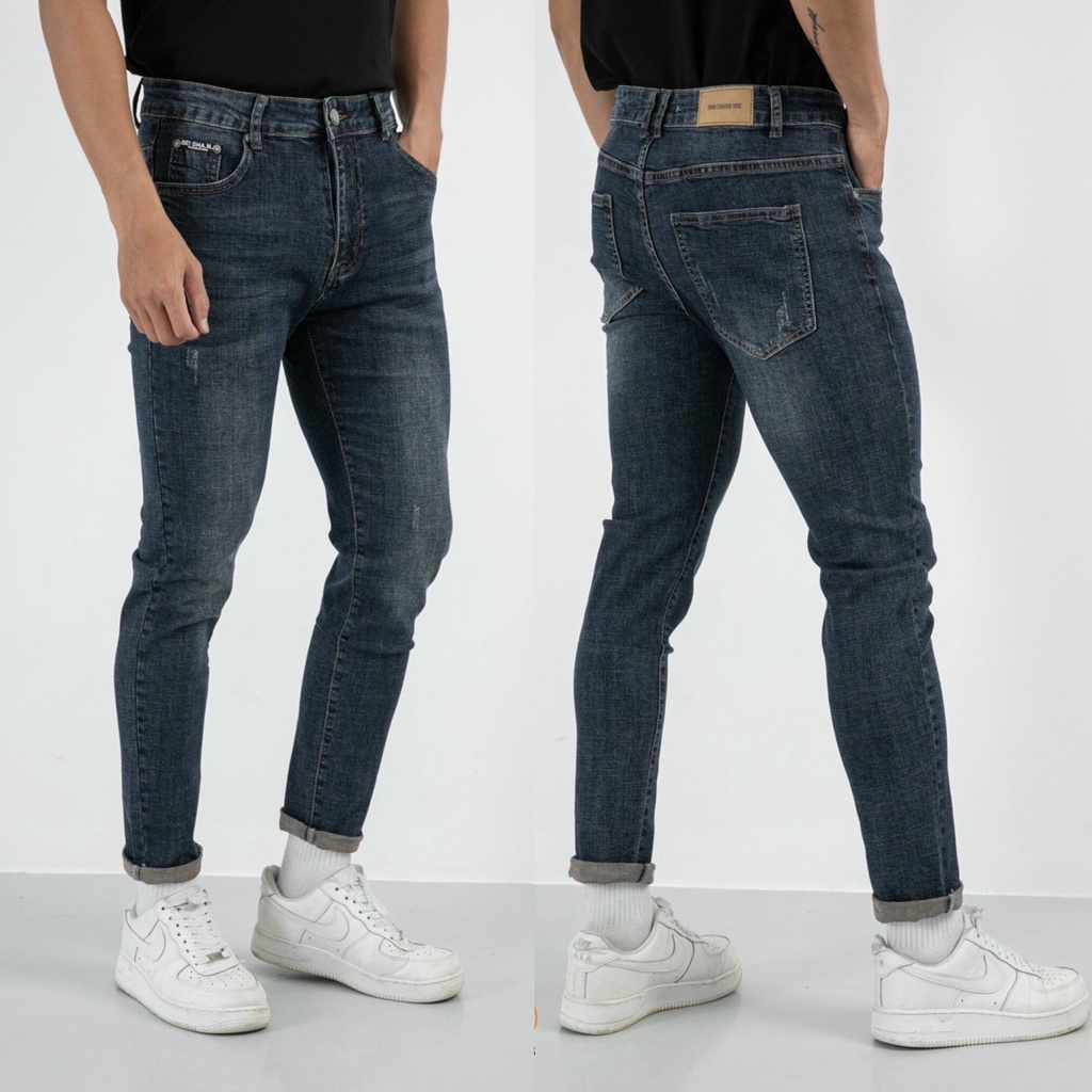 Quần jean nam xanh trơn chất bò cao cấp co dãn 4 chiều đẹp from dáng skinny mẫu mới thời trang cao cấp beautifulgilr T04
