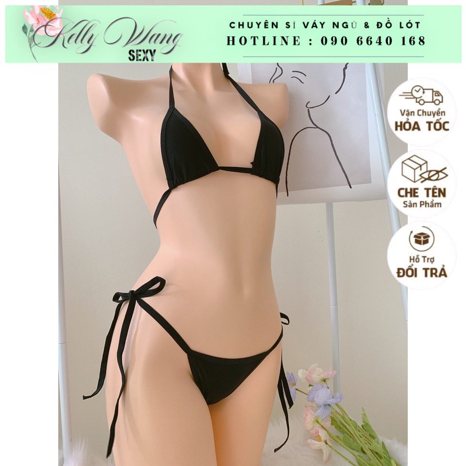 BK029 Bộ đồ lót lọt khe bikini hai mảnh bốc lửa vải lụa mềm - KELLY WANG