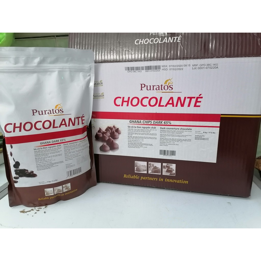 [200g] Sô cô la nguyên chất Nút Đen 65% [VN] PURATOS Dark couverture chocolate (chiết túi lẻ) (pr-hl) (nw5)