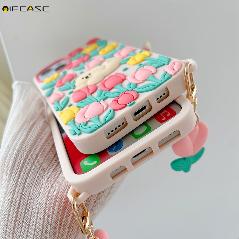 Ốp Điện Thoại Silicone Mềm Chống Sốc In Hình Hoa Tulip 3D Cho iPhone 13 12 11 Pro Max XS Max XR X 7 8 Plus