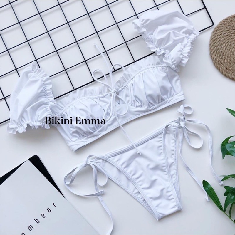 [ HÀNG CÓ SẴN ] Bikini 2 mảnh tay phồng (hình thật khách mặc)