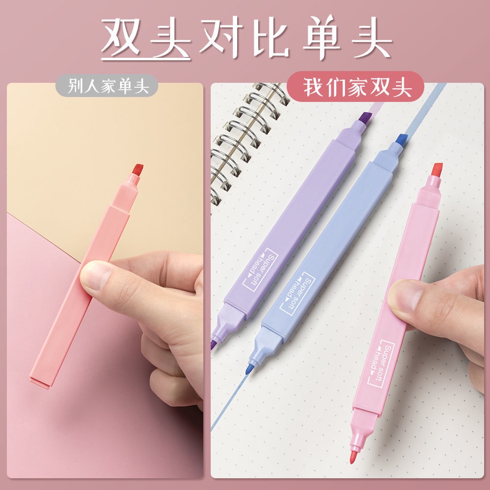 Bút Đánh Dấu Hai Đầu 6 Màu Sắc Tùy Chọn