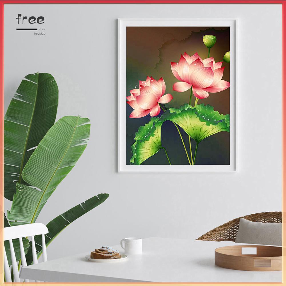 Tranh Đính Đá 5d Tự Làm Hình Hoa Sen Màu Hồng