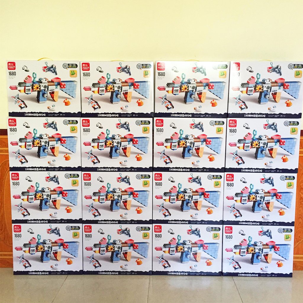 Đồ chơi mô hình súng đồ chơi lắp ráp duplo (xếp robot, xe cẩu, máy xúc,máy bay....) chính hãng Feel, 130 chi tiết