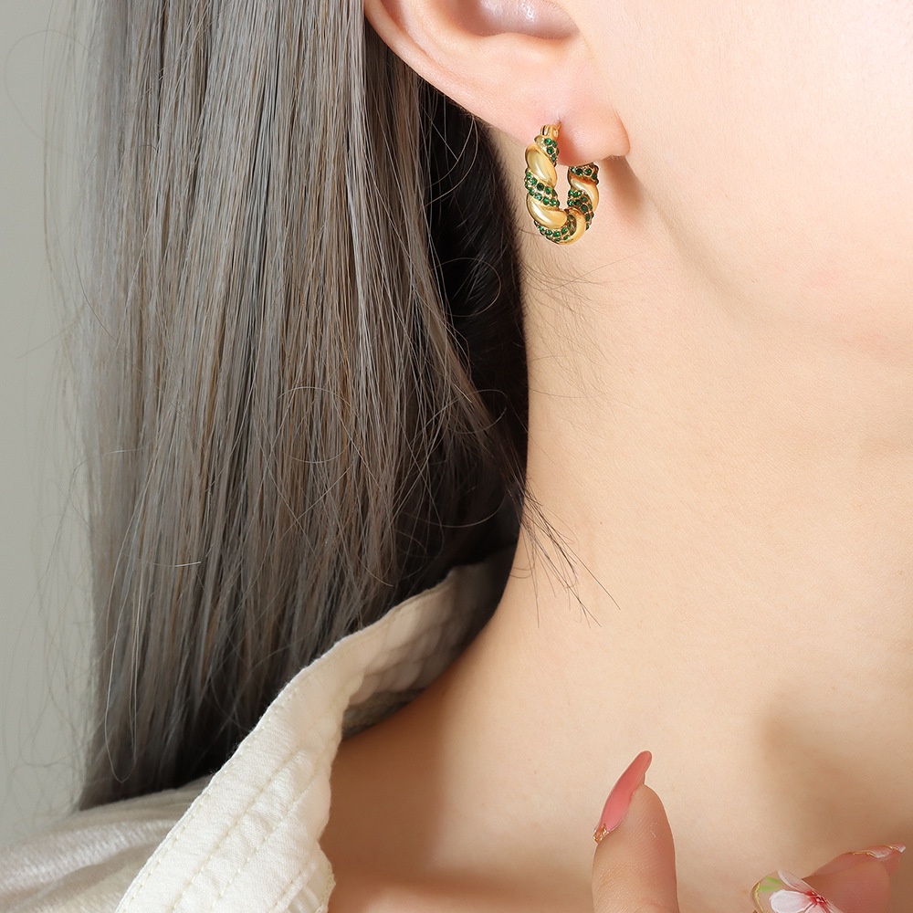 Khuyên Tai Mạ Vàng 18K Đính Đá Thời Trang Cho Nữ