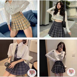 Chân váy xòe full màu Chân Váy ngắn Tennis kẻ caro xếp ly dáng xòe Hàn Quốc chất liệu kaki mềm đẹp