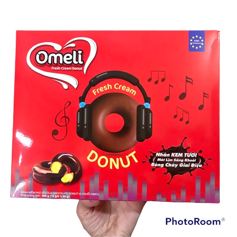 Bánh chocolate chocopie donut nhân masmalow vị chuối bạc hà Omeli , hộp 12 chiếc