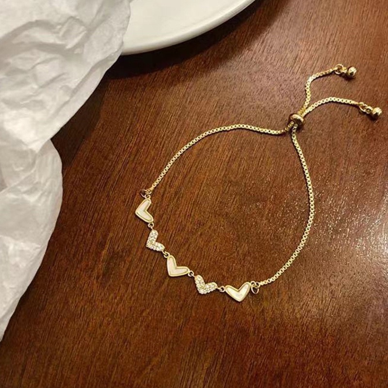 Vòng tay nữ dây rút trái tim phong cách Hàn quốc cho nữ, lắc tay rút trái tim