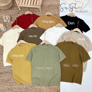Áo len tăm cộc cổ tròn co dãn h1
