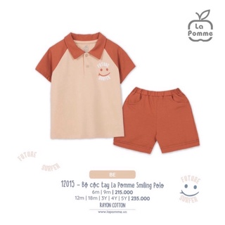 Bộ quần áo cộc tay bé trai La Pomme polo cho bé chất liệu cotton cao cấp