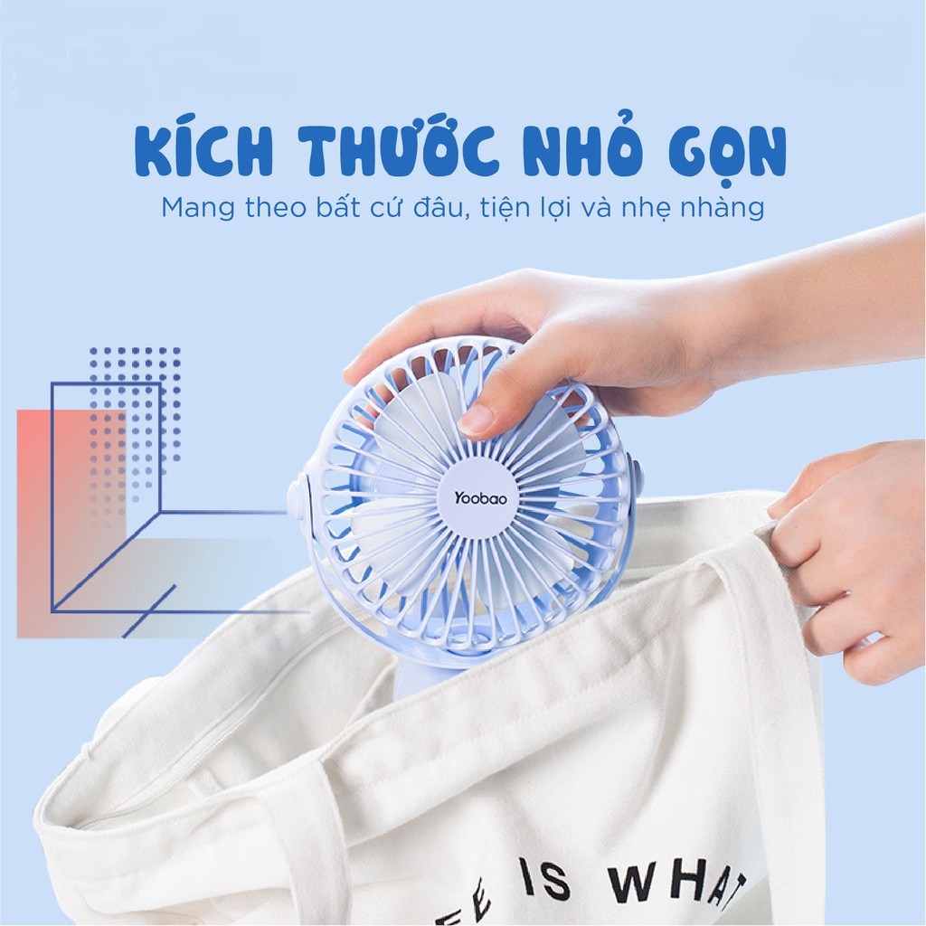 Quạt sạc mini để bàn YOOBAO F04 6400mAh Xoay 720 độ - Chạy 32 giờ liên tục - Hàng chính hãng
