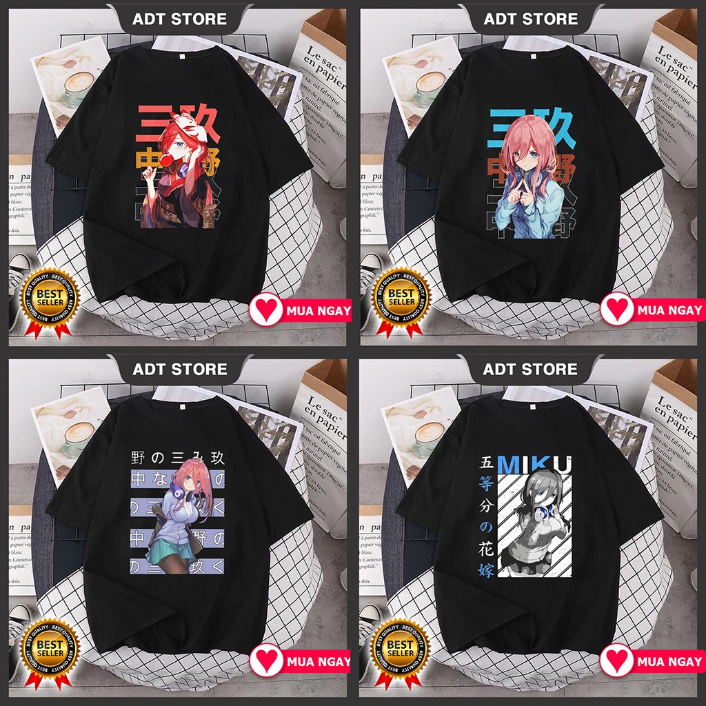 4 Mẫu Áo thun Gotoubun no Hanayome Miku  Anime ngắn tay độc đẹp giá rẻ siêu HOT