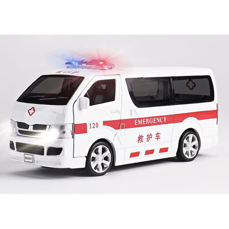 Mô Hình 1:32 Xe Cấp Cứu/ Xe cứu thương Emergency 120 Toyota Hiace 66047/ 68047 không kèm nhân vật