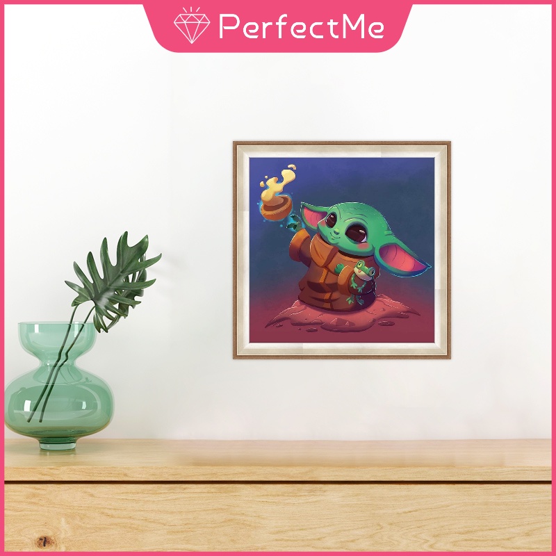 Bộ tranh đính đá 5D tự làm 30×30cm hình con ếch trong Star Wars